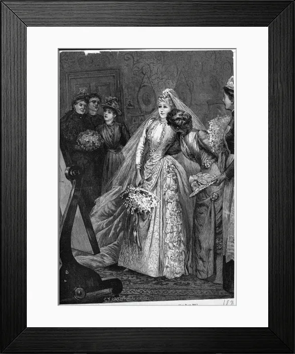 Framed Print : Engraving Of Bride In Wedding Gown Framed Print : Engraving Of Bride In Wedding Gown