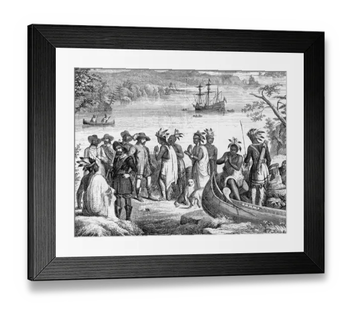 Framed Print : Henry Hudson Descending the Hudson River Illustration Framed Print : Henry Hudson Descending the Hudson River Illustration