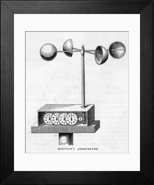 Framed Print : Engraving Of Wind Meter Framed Print : Engraving Of Wind Meter