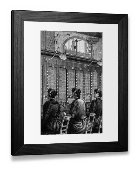 Framed Print : 19th-Century Illustration of Telephone Operators Framed Print : 19th-Century Illustration of Telephone Operators