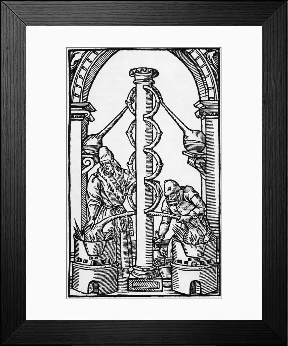 Framed Print : Illustration Of Alchemists At Work