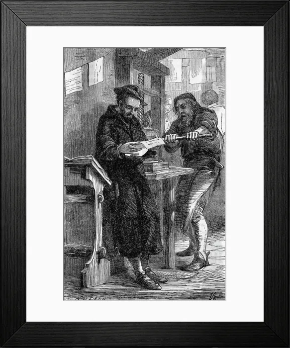 Framed Print : Print of William Caxton at His Printing Press Framed Print : Print of William Caxton at His Printing Press