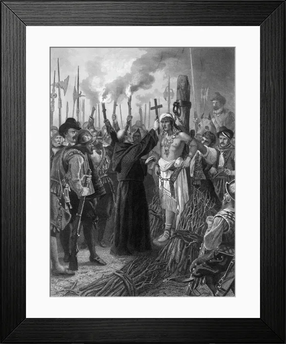 Framed Print : Engraving of the Execution of the Inca of Peru Framed Print : Engraving of the Execution of the Inca of Peru