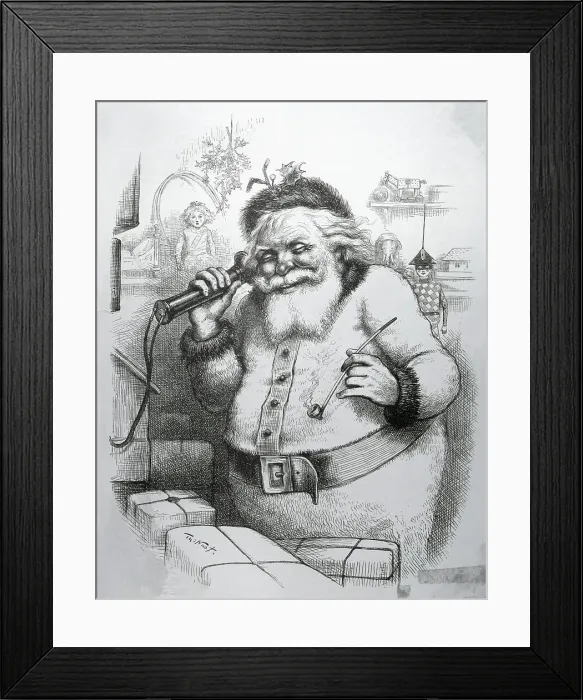 Framed Print : Santa Claus Talking On A Telephone by Thomas Nast Framed Print : Santa Claus Talking On A Telephone by Thomas Nast