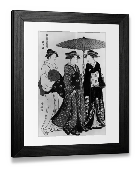 Framed Print : Painting Of Japanese Women W / Parasol Framed Print : Painting Of Japanese Women W / Parasol