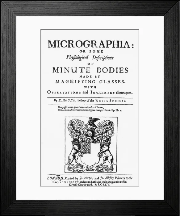 Framed Print : Title Page from Micrographia by Robert Hooke Framed Print : Title Page from Micrographia by Robert Hooke