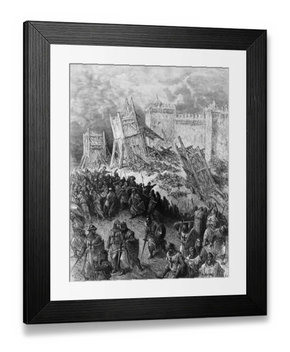 Framed Print : Second Assault of Jerusalem: The Crusaders Repulsed by Gustave Dore
