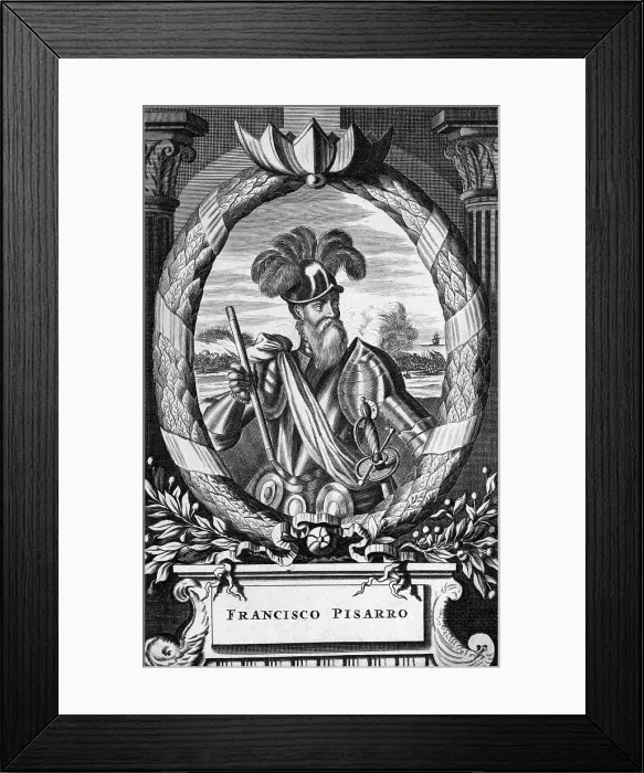 Framed Print : Engraved Portrait of Francisco Pizarro Framed Print : Engraved Portrait of Francisco Pizarro