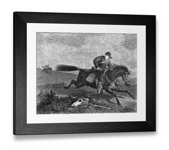 Framed Print : Print of Pony Express Pursued by Indians by H.G. Andrews Framed Print : Print of Pony Express Pursued by Indians by H.G. Andrews
