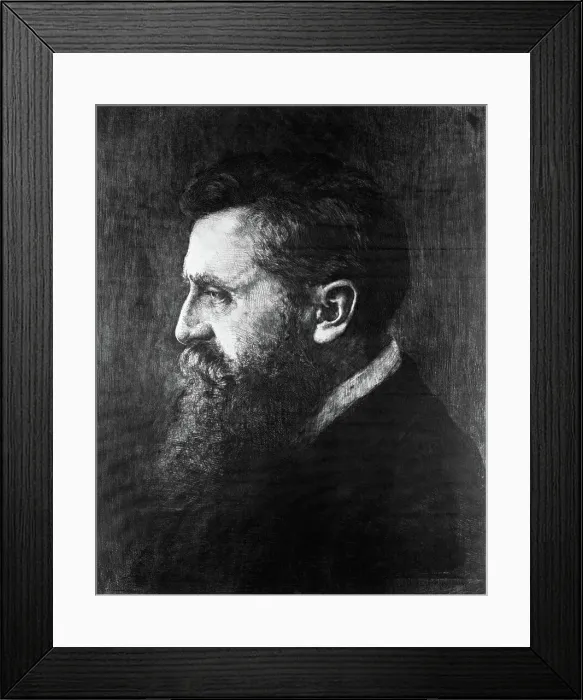 Framed Print : Theodor Herzl Profile Etched Portrait Framed Print : Theodor Herzl Profile Etched Portrait