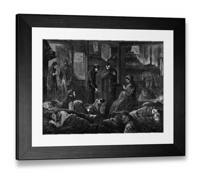 Framed Print : Woodcut of New York Slums: Underground Dwelling by Paul Frenzeny Framed Print : Woodcut of New York Slums: Underground Dwelling by Paul Frenzeny