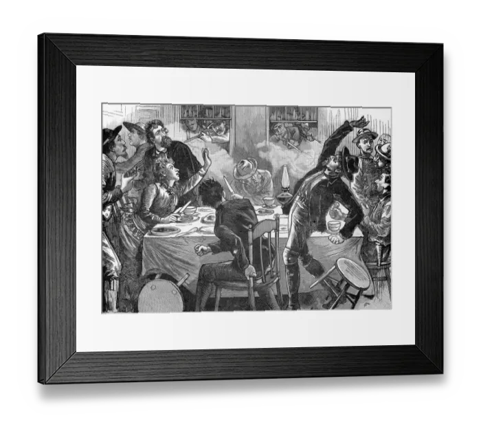 Framed Print : Illustration of the McCoys Storming the Hatfield Headquarters Framed Print : Illustration of the McCoys Storming the Hatfield Headquarters