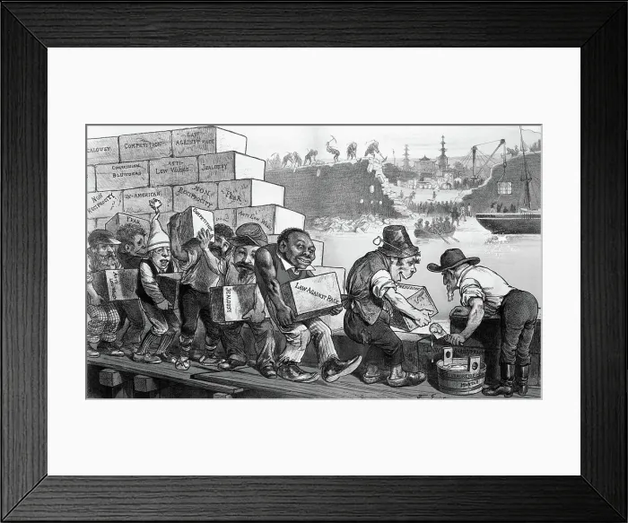 Framed Print : Anti-Chinese Emigration Cartoon Framed Print : Anti-Chinese Emigration Cartoon
