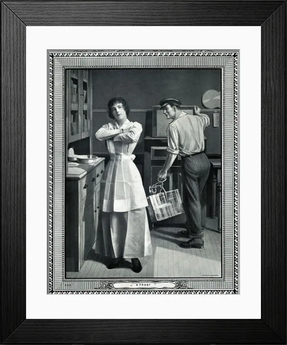 Framed Print : Iceman Filling Ice Box; Woman Snubs Him Framed Print : Iceman Filling Ice Box; Woman Snubs Him