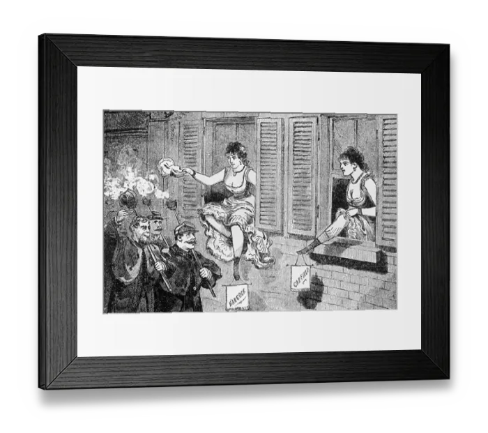 Framed Print : Illustration Women Seated on Windowsills Show Campaign Signs for Garfield and Hancock Framed Print : Illustration Women Seated on Windowsills Show Campaign Signs for Garfield and Hancock