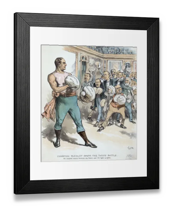 Framed Print : Political Cartoon of President McKinley Boxing