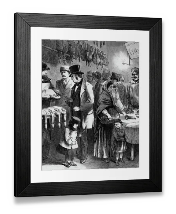 Framed Print : Rich And Poor; or, the Two Christmas Dinners Illustration Framed Print : Rich And Poor; or, the Two Christmas Dinners Illustration