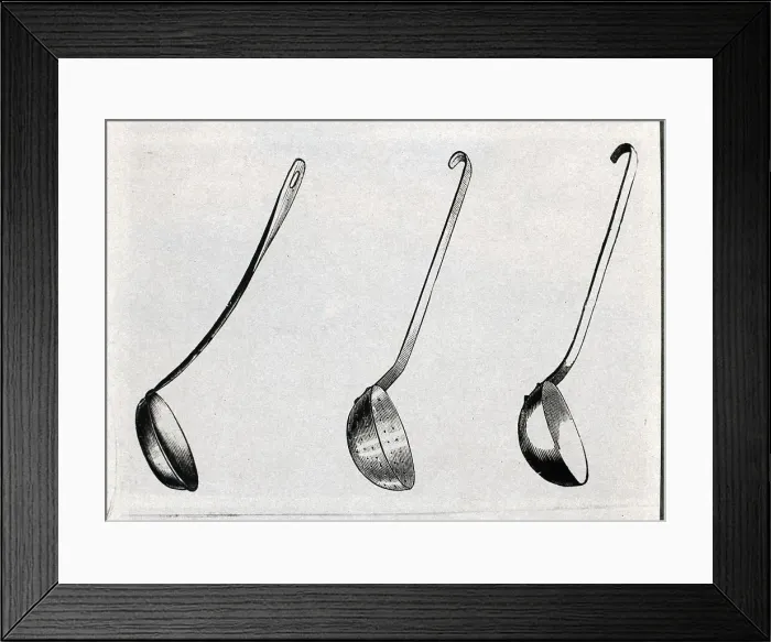 Framed Print : Engraving Of Kitchen Spoons Framed Print : Engraving Of Kitchen Spoons