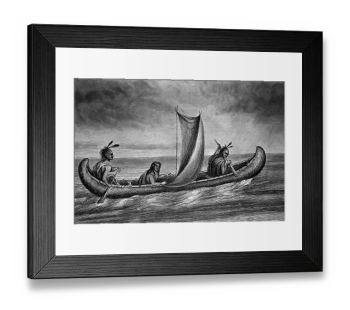 Framed Print : Illustration of Native Americans in a Canoe Framed Print : Illustration of Native Americans in a Canoe
