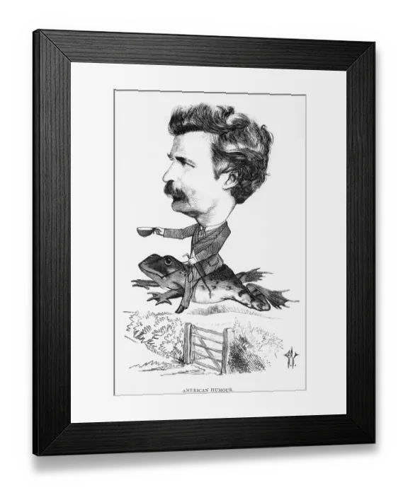 Framed Print : Caricature of Mark Twain by W.J. Welch Framed Print : Caricature of Mark Twain by W.J. Welch