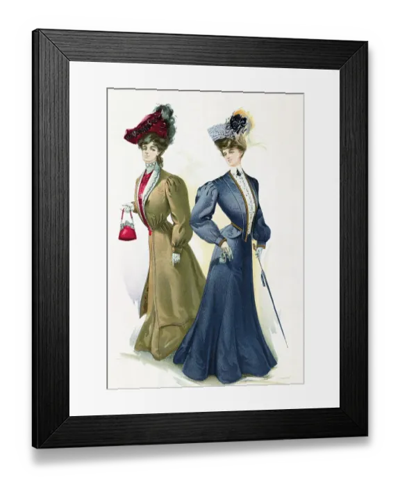 Framed Print : Fashion Illustration Of Women'S Dresses Framed Print : Fashion Illustration Of Women'S Dresses