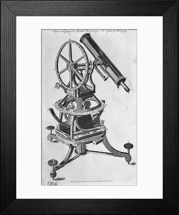 Framed Print : Engraving Of Astronomical Telescope Framed Print : Engraving Of Astronomical Telescope