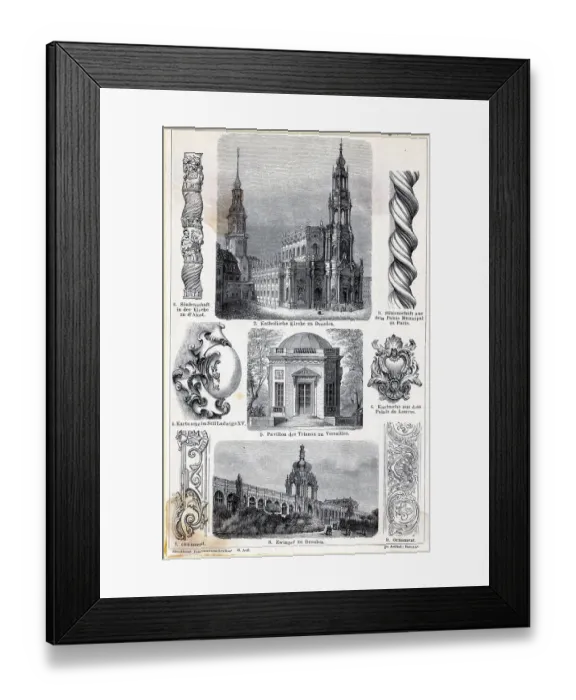 Framed Print : Engraving-Baroque Architectural Details Framed Print : Engraving-Baroque Architectural Details