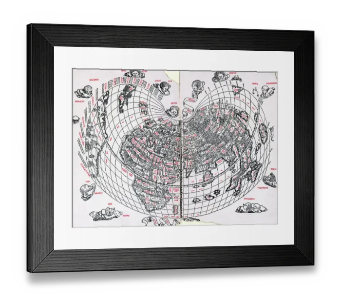 Framed Print : World Map Of North American Continent