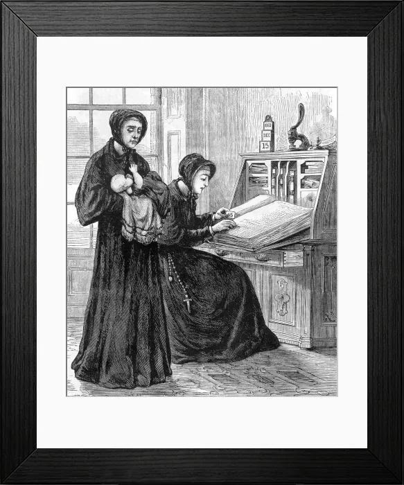 Framed Print : Nurse Recording The Names Of Newcomers Framed Print : Nurse Recording The Names Of Newcomers
