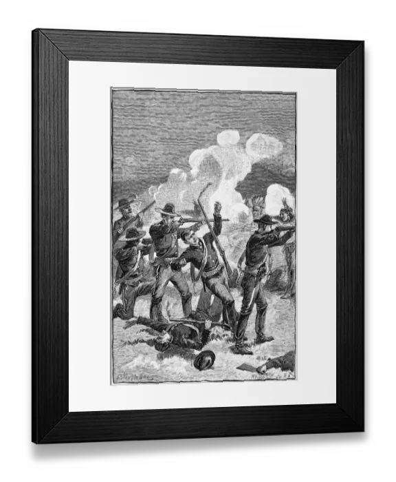 Framed Print : Illustration of Fighting at Wounded Knee by John Steeple Davis Framed Print : Illustration of Fighting at Wounded Knee by John Steeple Davis