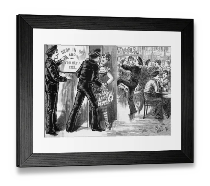 Framed Print : Illustration / Dancehall;Sailors Buy Dance Framed Print : Illustration / Dancehall;Sailors Buy Dance