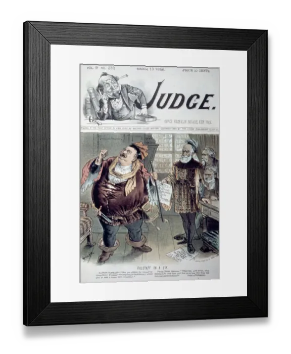 Framed Print : Political Cartoon Falstaff in a Fix on the Cover of Judge Magazine Framed Print : Political Cartoon Falstaff in a Fix on the Cover of Judge Magazine