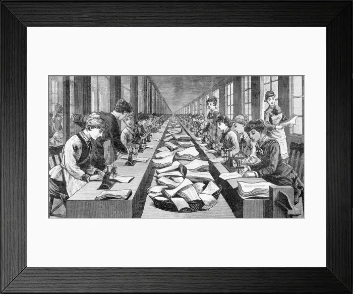 Framed Print : Assembly Line At Corset Factory