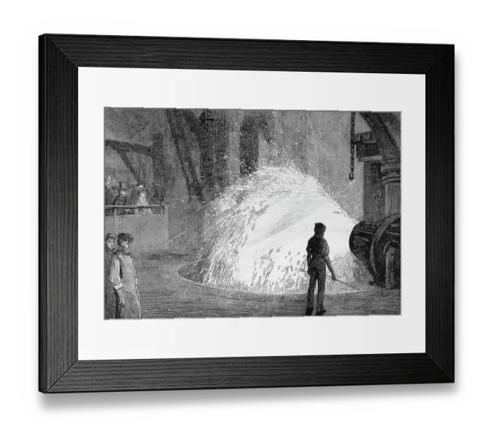 Framed Print : Illustration Of Steel Works Process Framed Print : Illustration Of Steel Works Process