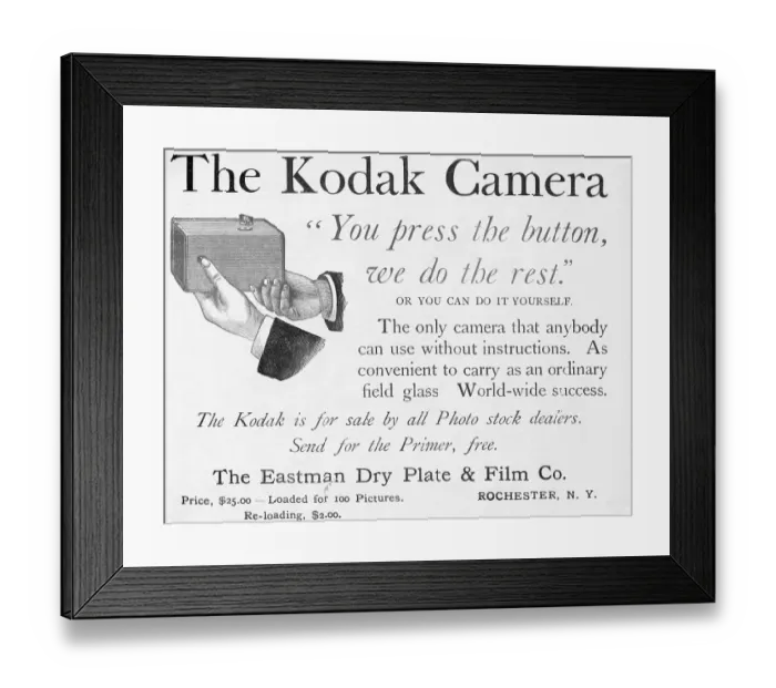 Framed Print : Advertisement For First Kodak Camera Framed Print : Advertisement For First Kodak Camera