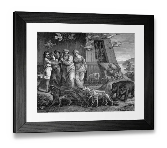 Framed Print : Woodcut of Animals Leaving Noah's Ark Framed Print : Woodcut of Animals Leaving Noah's Ark