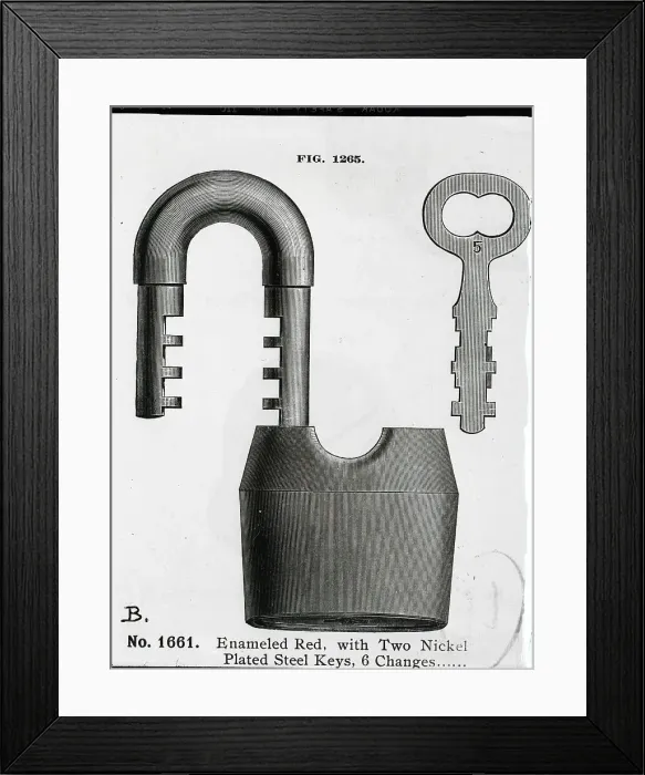 Framed Print : Illustration Of Padlock & Key Framed Print : Illustration Of Padlock & Key