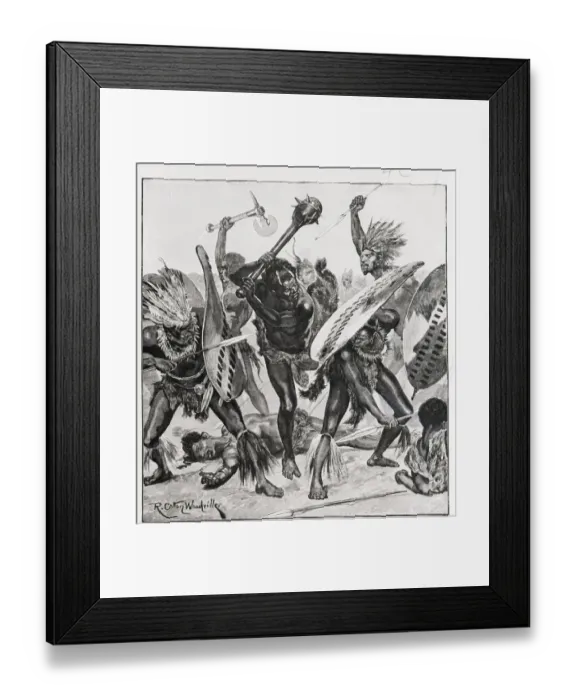 Framed Print : Aborigines Using Primitive Weapons Framed Print : Aborigines Using Primitive Weapons