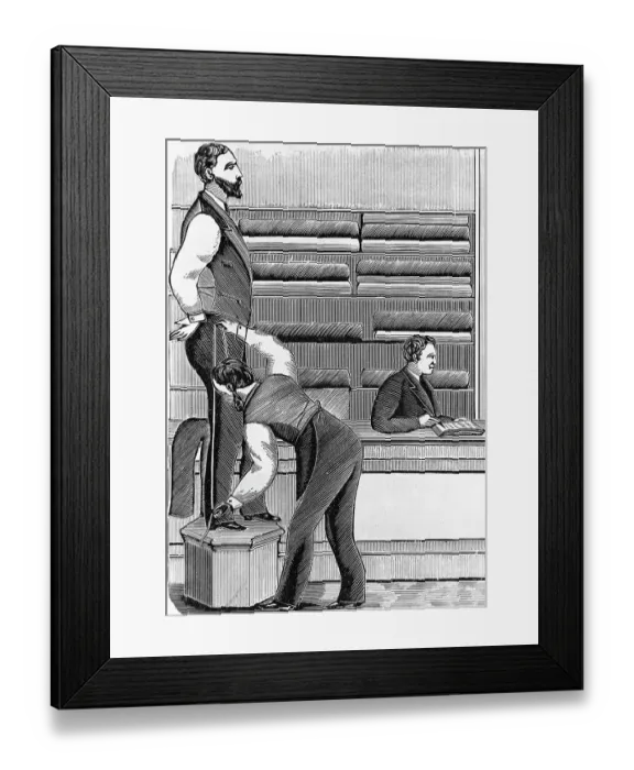 Framed Print : Tailor Measuring Leg Of Customer Ca 1880