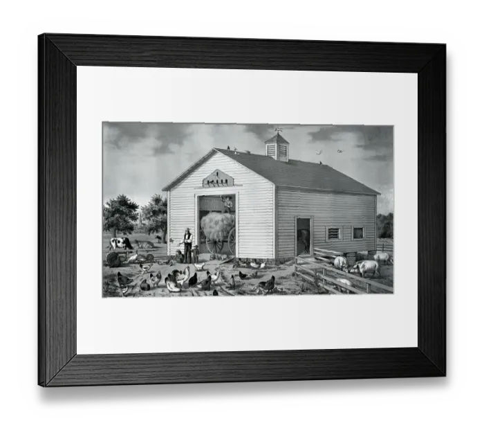 Framed Print : American Clapboard With Farm Scene Framed Print : American Clapboard With Farm Scene