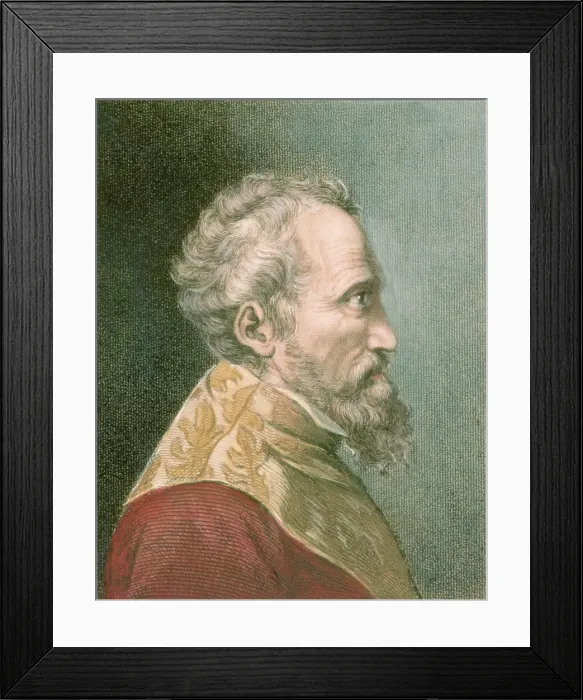 Framed Print : Profile Engraving of Michelangelo Framed Print : Profile Engraving of Michelangelo