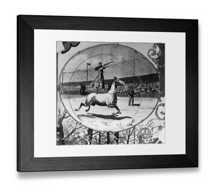 Framed Print : Annie Oakley Shooting From Horseback