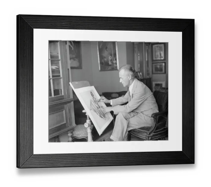 Framed Print : Everett Shinn Working in Studio Framed Print : Everett Shinn Working in Studio