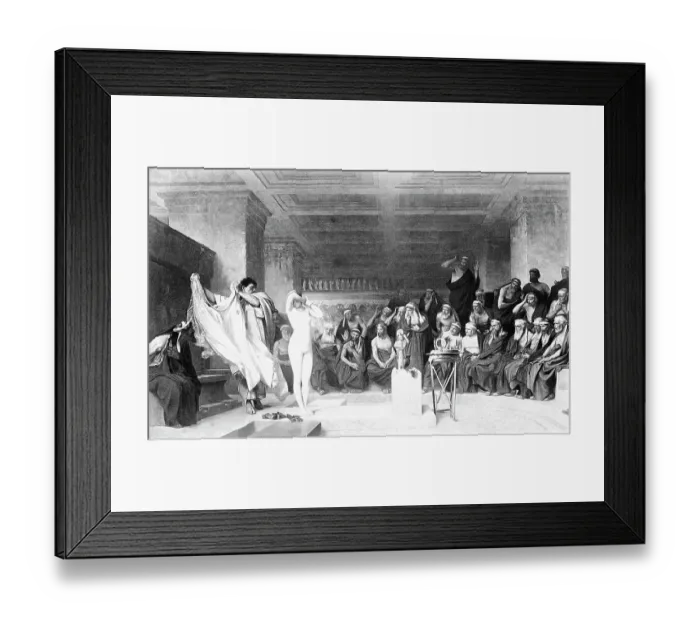 Framed Print : Illustration Depicting Phyrne in Greek Courtroom Framed Print : Illustration Depicting Phyrne in Greek Courtroom