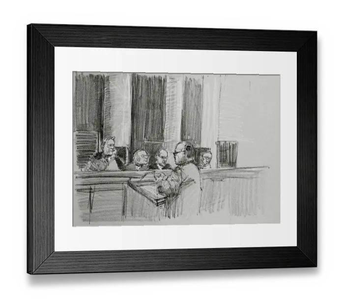 Framed Print : Illustration of James St. Claire Giving Argument at Watergate Hearing Framed Print : Illustration of James St. Claire Giving Argument at Watergate Hearing