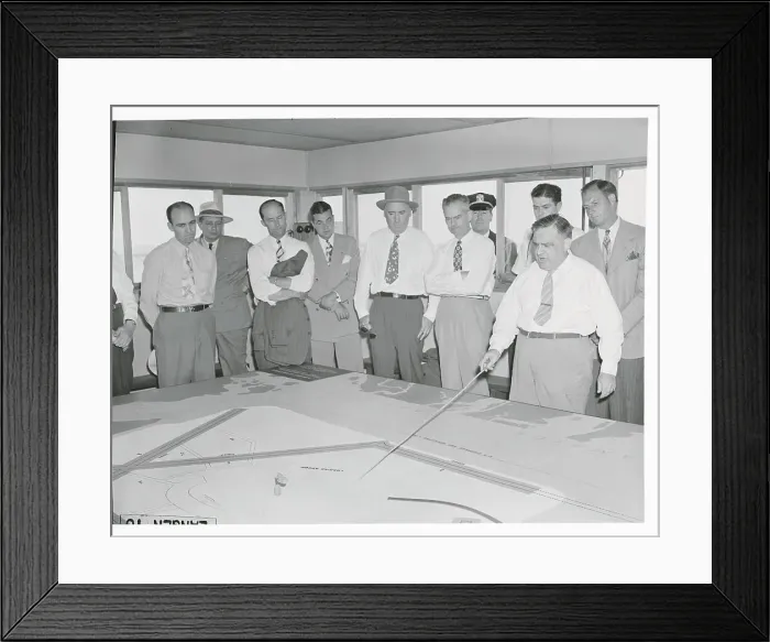Framed Print : Mayor Fiorello La Guardia Explaining Airport Blueprint Framed Print : Mayor Fiorello La Guardia Explaining Airport Blueprint