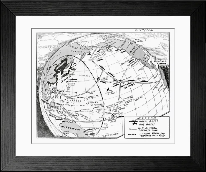 Framed Print : Global Illustration of Strategic Points During World War Two Framed Print : Global Illustration of Strategic Points During World War Two