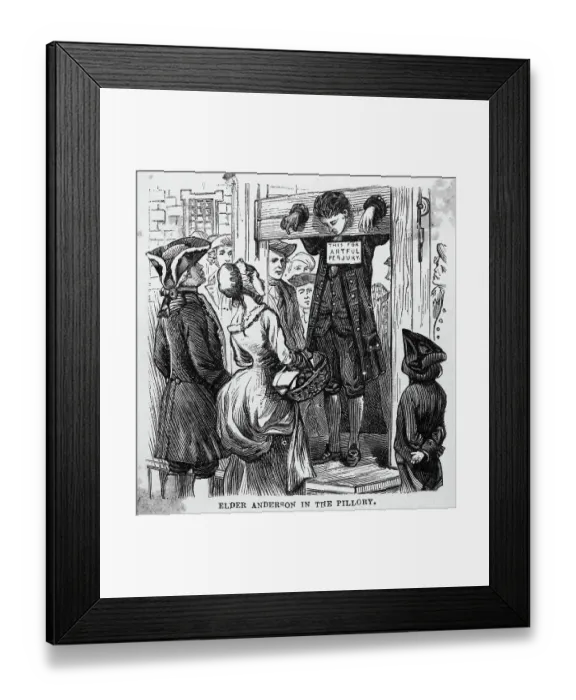 Framed Print : Man In Stocks W / Sign On Neck Framed Print : Man In Stocks W / Sign On Neck
