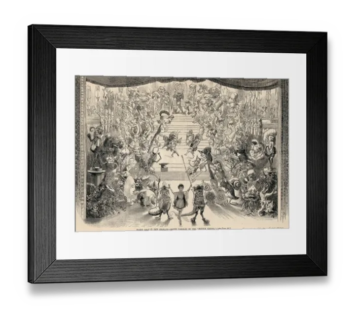 Framed Print : Cartoon Depicting Mardi Gras Celebration Framed Print : Cartoon Depicting Mardi Gras Celebration