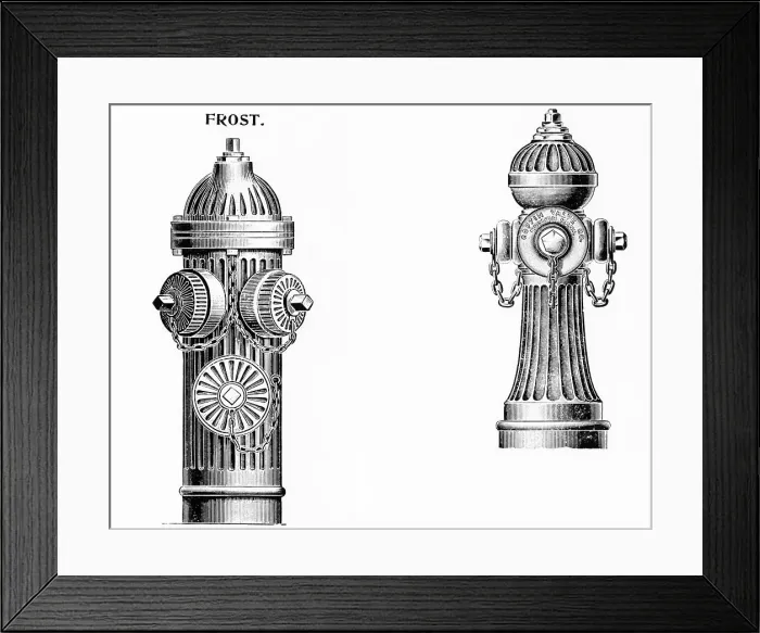 Framed Print : Woodcut Of Fire Hydrant Framed Print : Woodcut Of Fire Hydrant